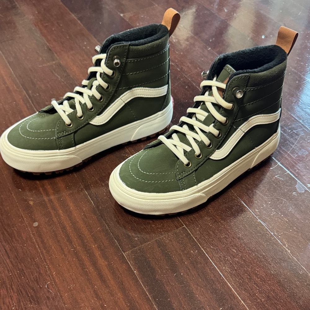 Vans Kids Shoes in Olive Green and White